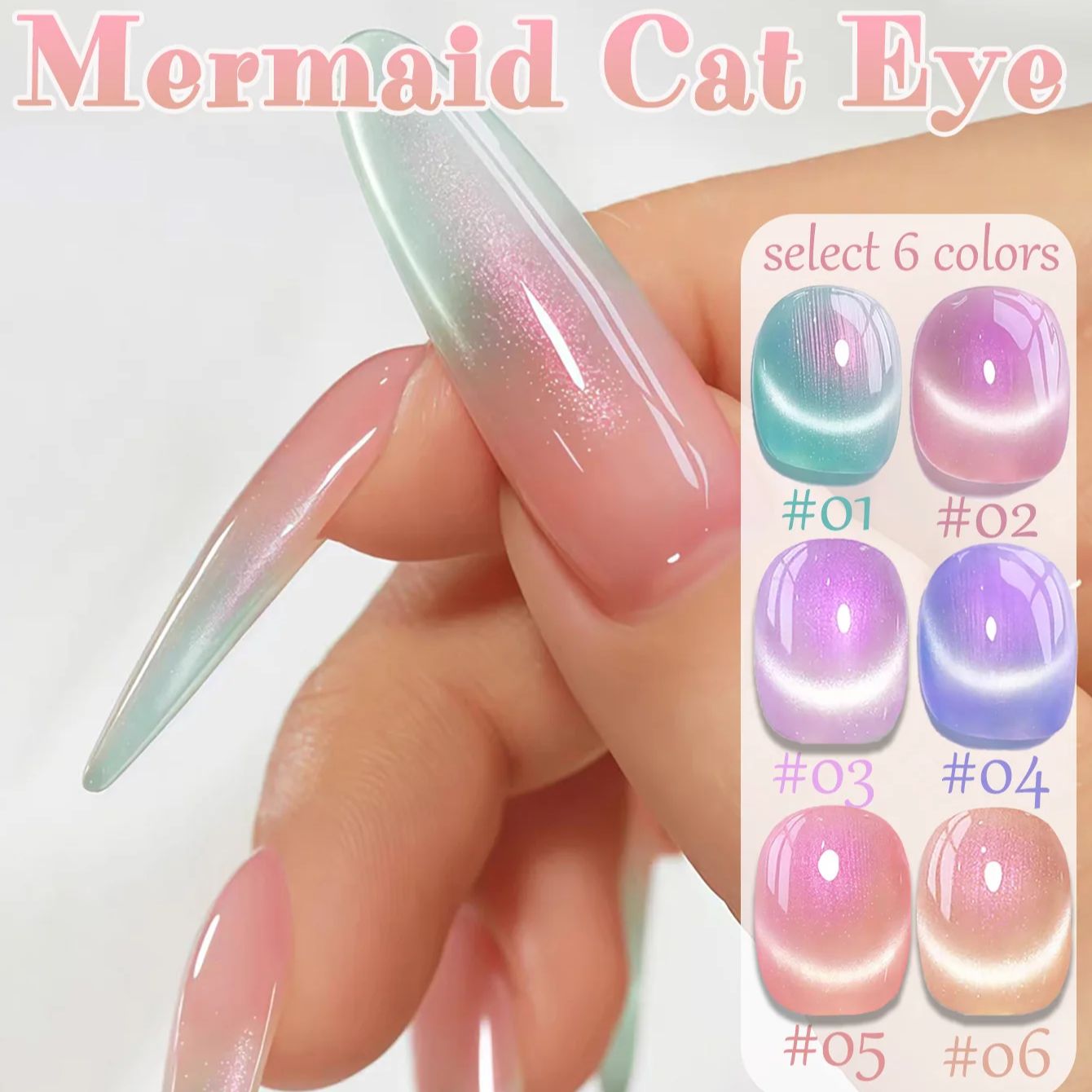 1pcs ZH Summer Charming Mermai - Nail Art Pink Cat Eye review and price