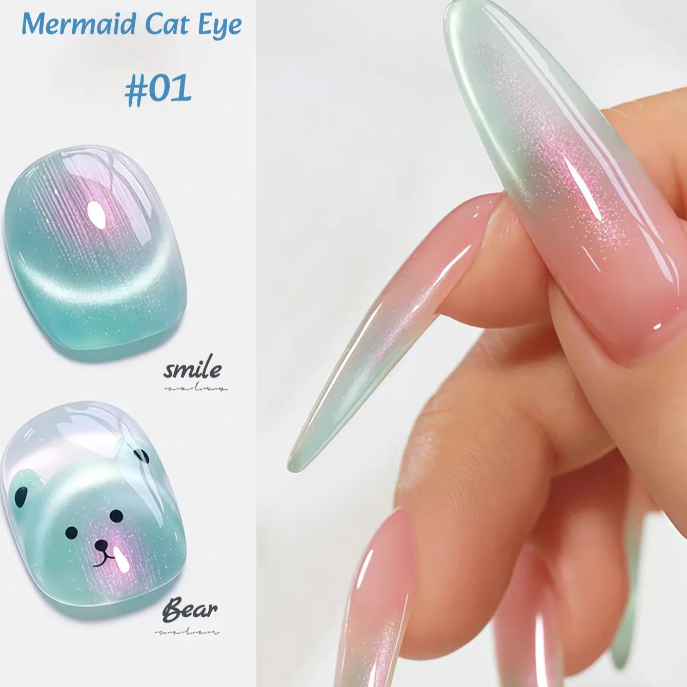 1pcs ZH Summer Charming Mermai - Nail Art Pink Cat Eye review and price