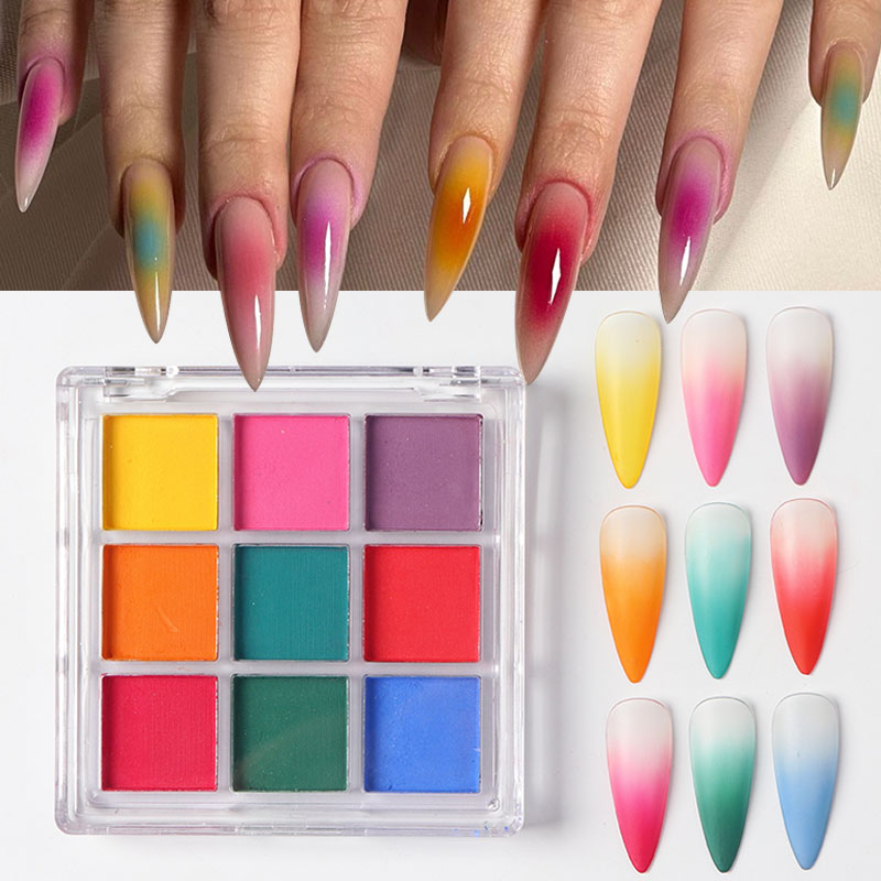 9 Colors Gradient Manicure Nai - Nail Art Ombre Glitter review and price