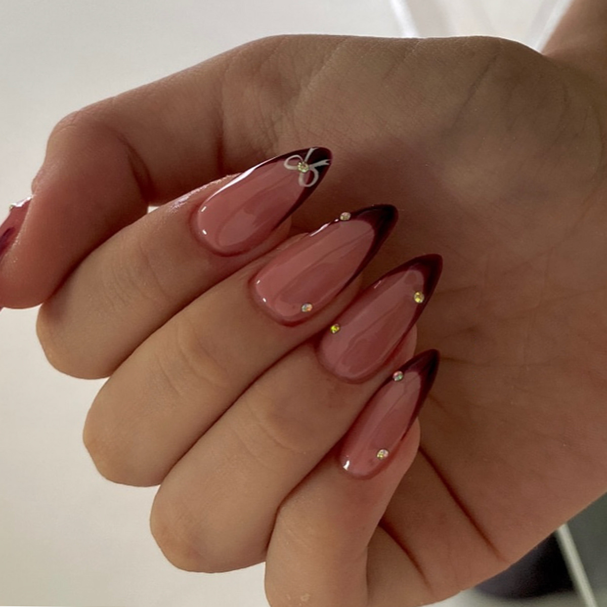 24Pcs Retro Wine Red French Al - Nail Art French Nails review and price