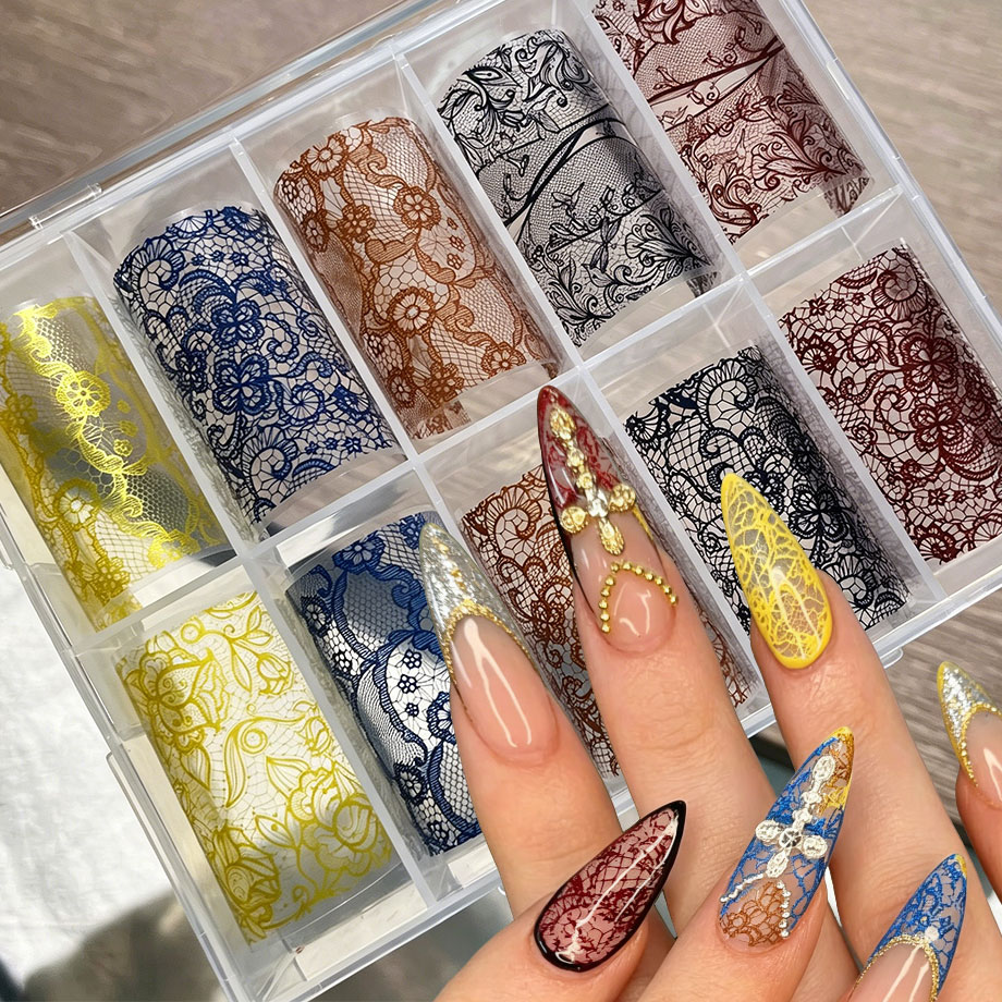 10Rolls Retro Colorful Lace Fo - Nail Foil Transfer review and price
