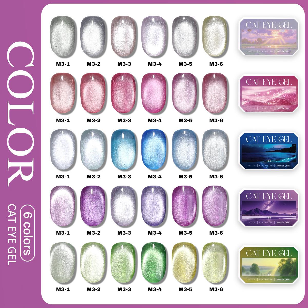 6 Grid Solid Cat Eye Gel Polis - Nail Art Full Color review and price