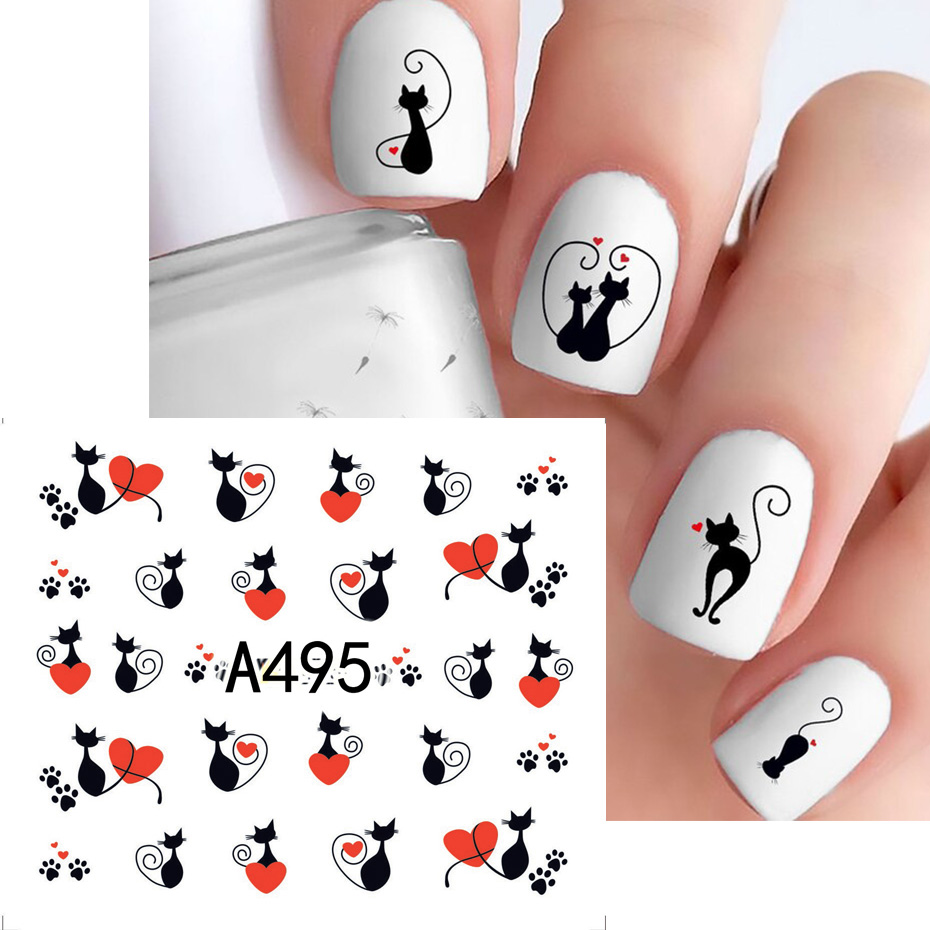 12pcs Black Cat Stickers Nail  - Nail Art Valentines Day review and price