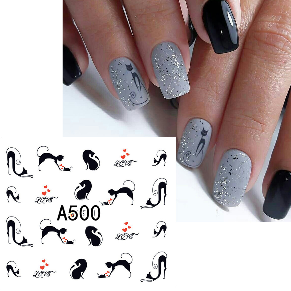 12pcs Black Cat Stickers Nail  - Nail Art Valentines Day review and price