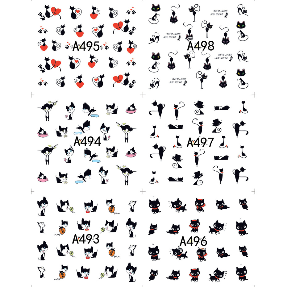 12pcs Black Cat Stickers Nail  - Nail Art Valentines Day review and price