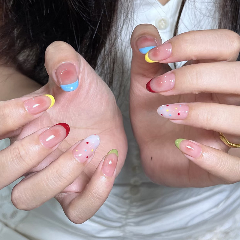 24Pcs Almond False Nails Sets  - Nail Art French Nails review and price