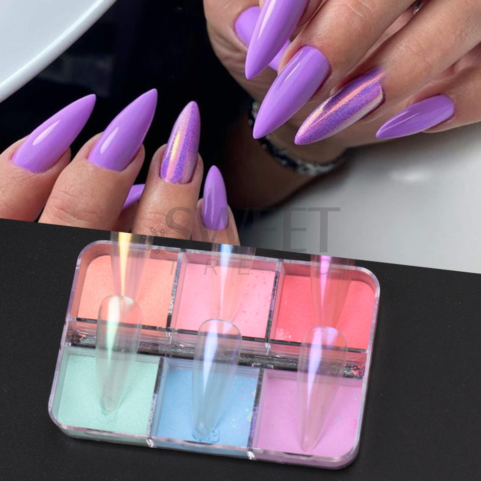 6 Grids Mirror Pearl Nail Powd - Nail Art Ombre Glitter review and price