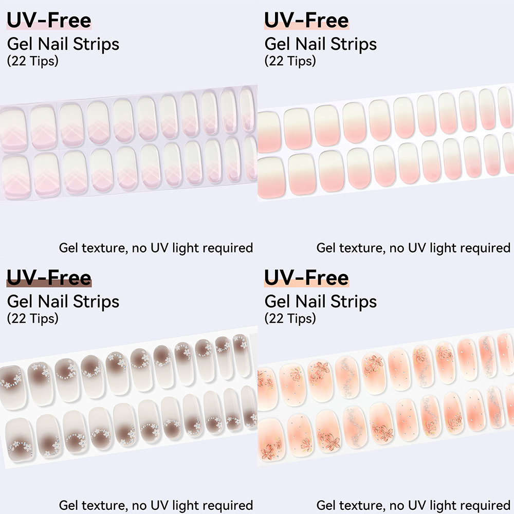 UV FREE Gel Nail Strips 22 Tip - Nail Art Ombre Glitter review and price