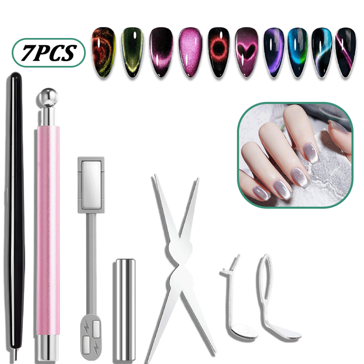 7pcs Cat Eye Nail Magnet Set,  - Nail Art Full Color review and price