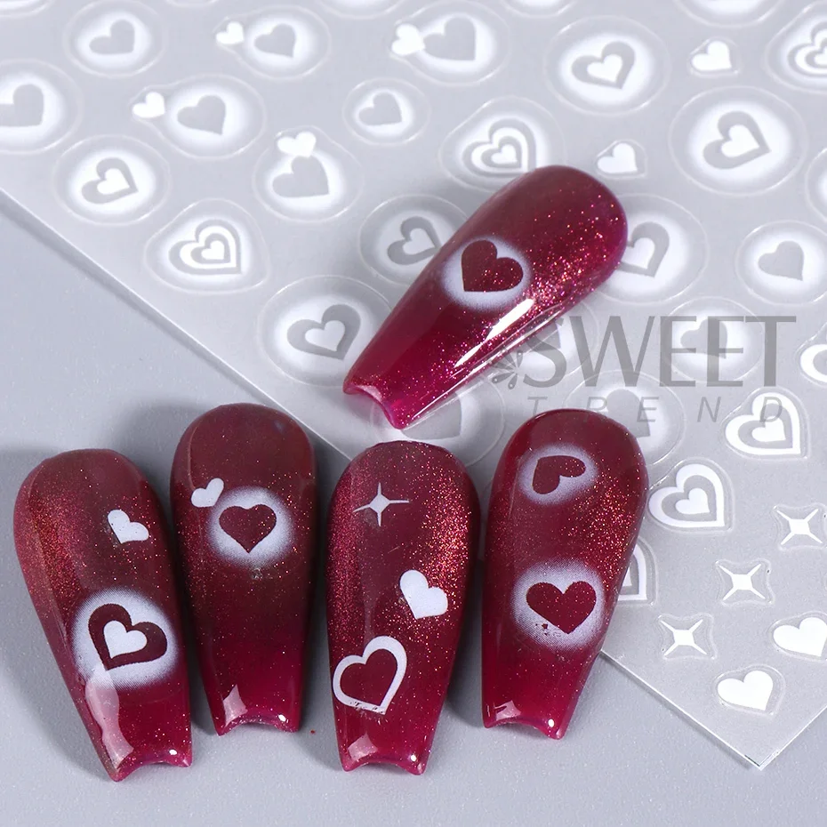 2pcs 3D Heart Star Nail Sticke - Nail Art Valentines Day review and price