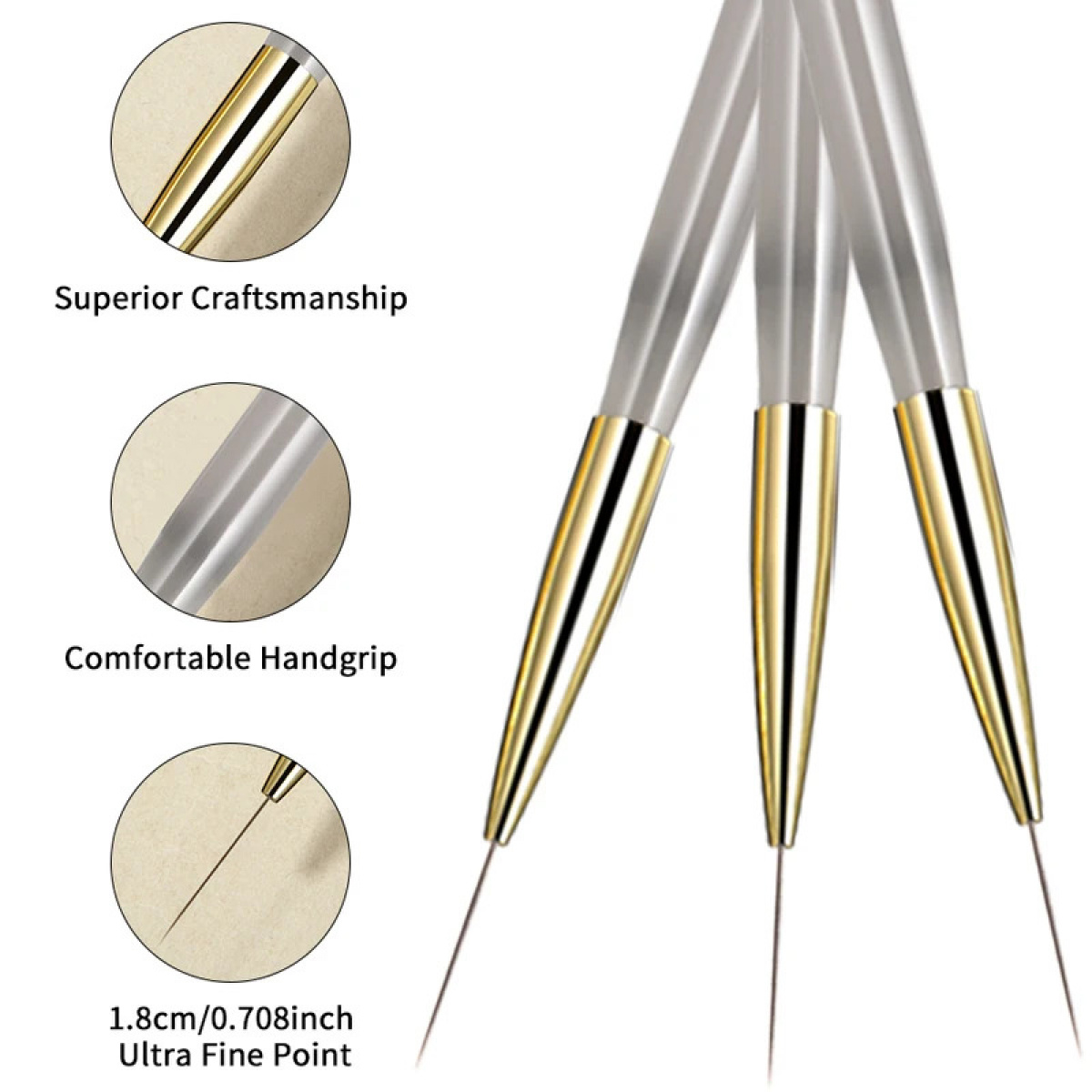 1/2/5Pcs Nail Art Liner Brush  - Nail Art Full Color review and price