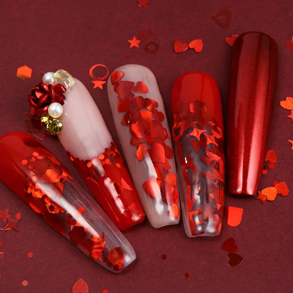Holographic Red Nail Art Glitt - Nail Art Valentines Day review and price