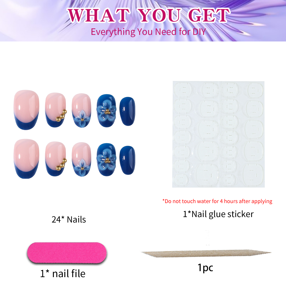 24pcs Short Oval 3D Gel Nail S - Nail Art French Nails review and price