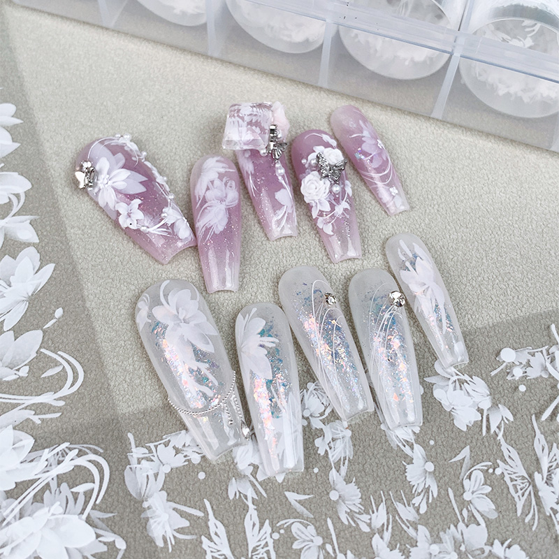 6rolls/box White Flowers Nail  - Nail Foil Transfer review and price