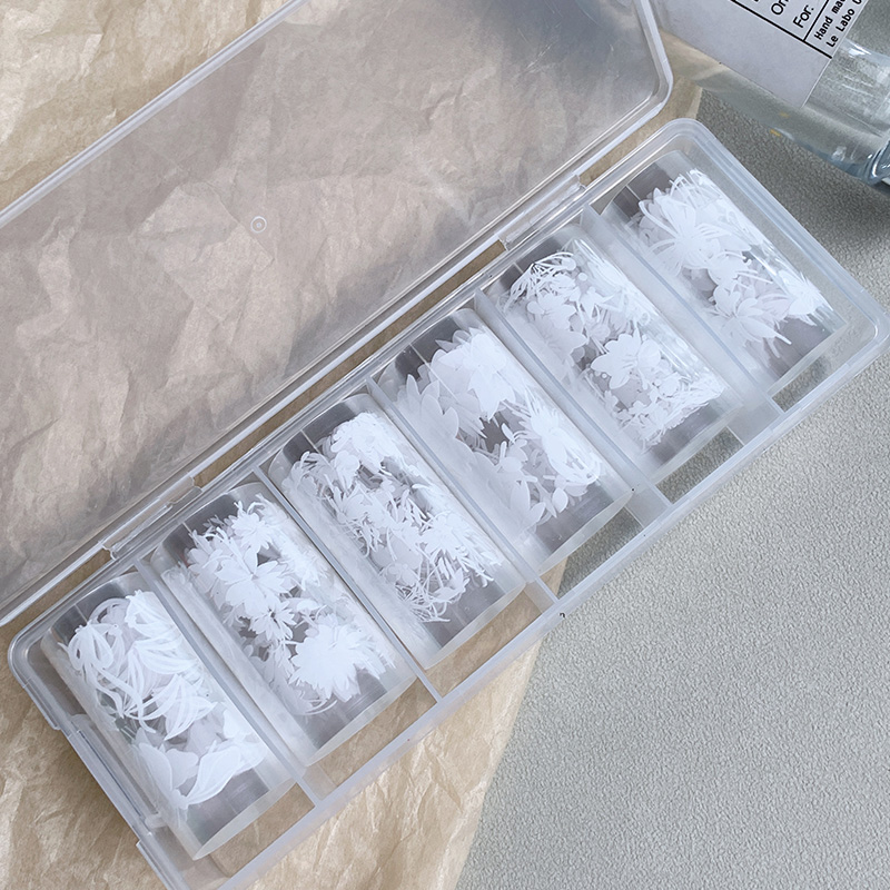6rolls/box White Flowers Nail  - Nail Foil Transfer review and price
