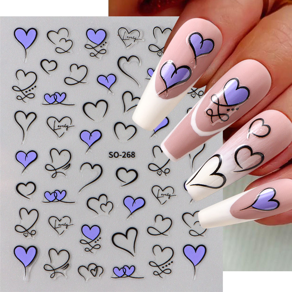 3pcs Y2K Gold Wave Line Heart  - Nail Art Valentines Day review and price
