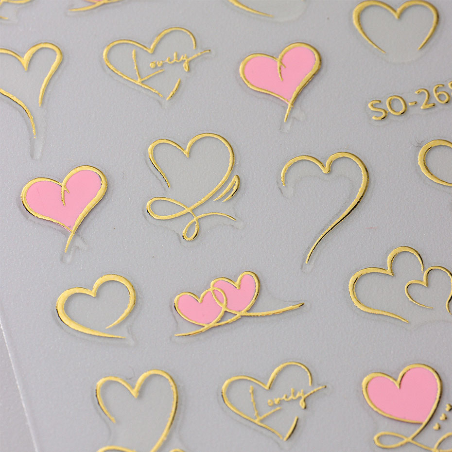 3pcs Y2K Gold Wave Line Heart  - Nail Art Valentines Day review and price