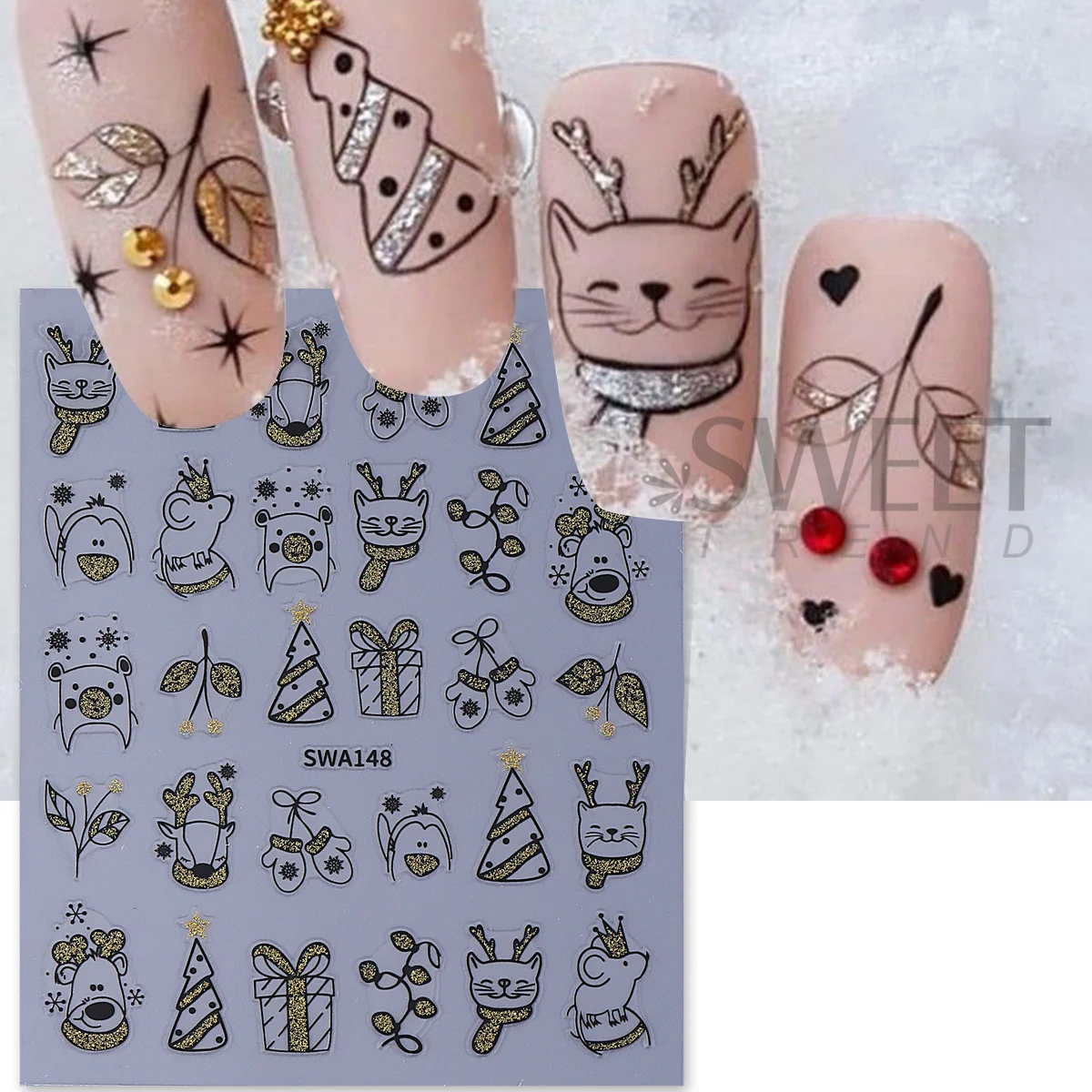 2pcs Shinning Cartoon Christma - Nail Art Xmas Simple review and price
