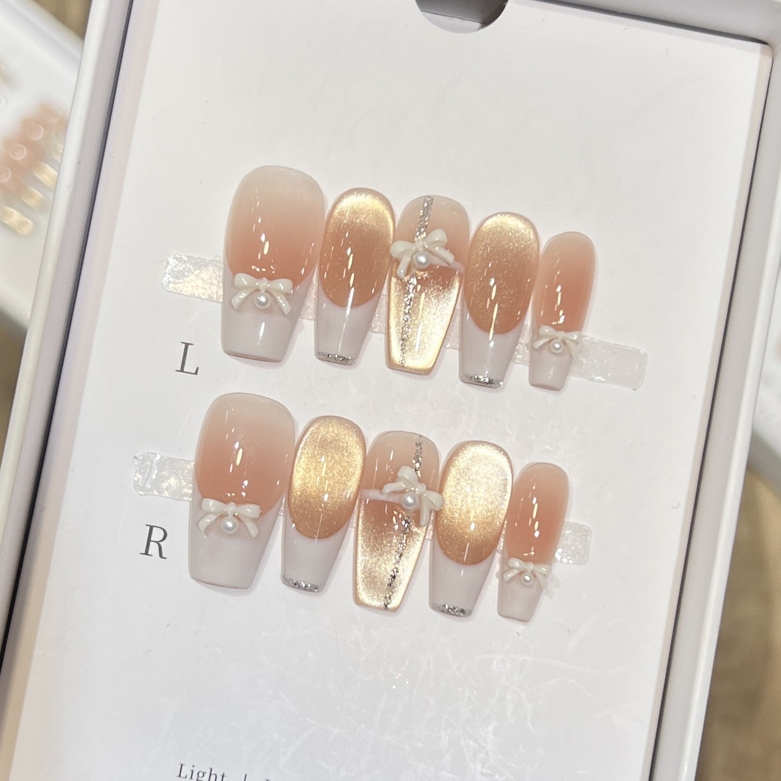 10PCS Women Pink Press on Nail - Nail Art Pink Cat Eye review and price