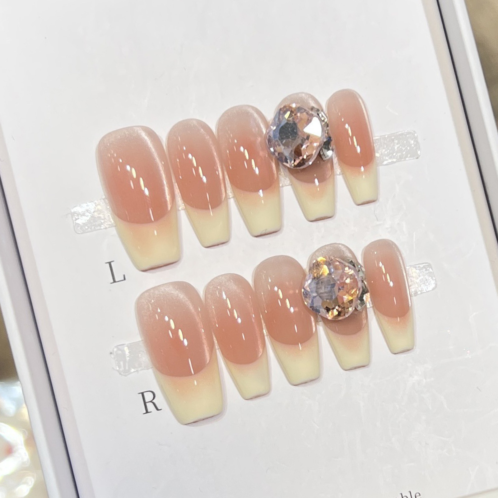 10PCS Women Pink Press on Nail - Nail Art Pink Cat Eye review and price