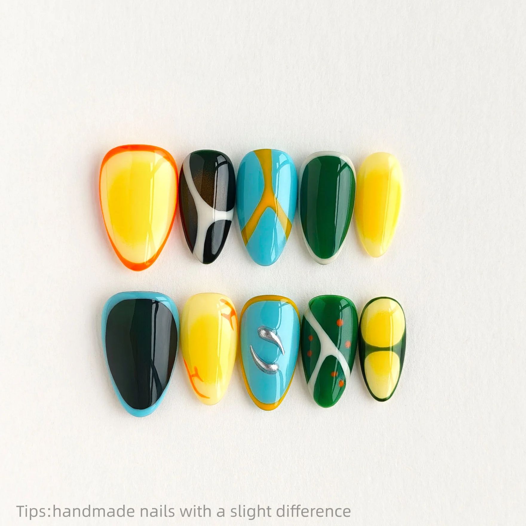 10pcs Handmade Colorful Block  - Nail Art Full Color review and price